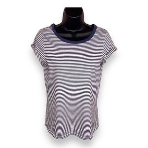 MEDIUM AMERICAN EAGLE BLUE WHITE STRIPE TEE TSHIRT PREPPY CASUAL